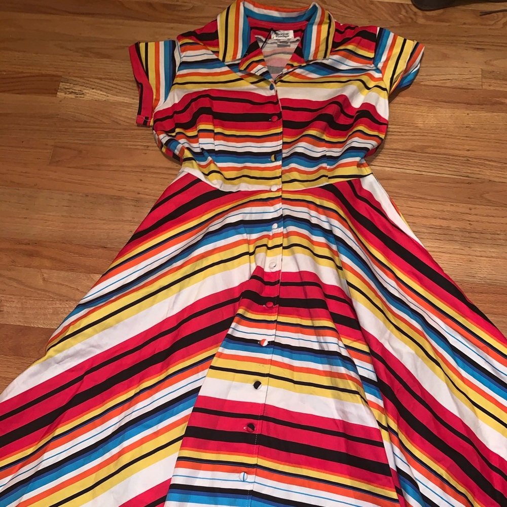 NWOT Unique Vintage Striped Swing Dress